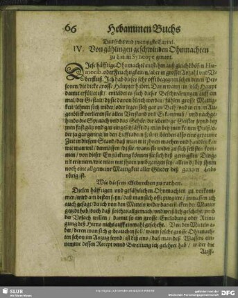 Das sechs und zwantzigste Capitel. IV. Von gählingen geschwinden Ohnmachten zu Latein Syncope genant