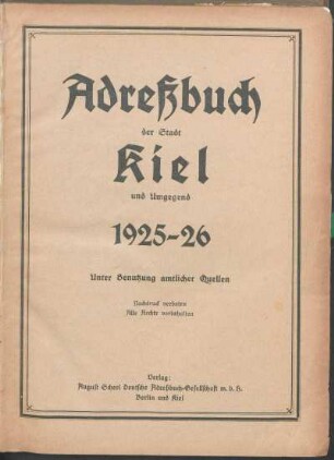 1925/26: Adreßbuch der Stadt Kiel und Umgegend 1925-26