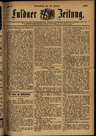 Ausgabe vom Samstag, den 22. Januar 1887.