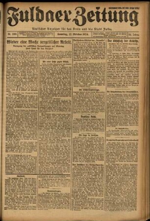 Erste Ausgabe vom Sonntag, den 12. Oktober 1924.
