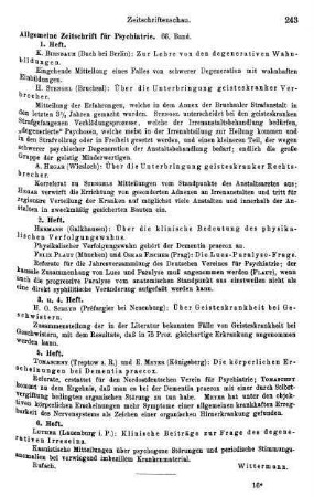 243, Allgemeine Zeitschrift für Psychiatrie. 66. Band
