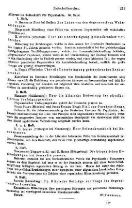 243, Allgemeine Zeitschrift für Psychiatrie. 66. Band