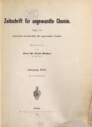 Zeitschrift für angewandte Chemie. 1895