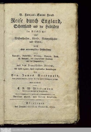 Band 2: Voyage en Angleterre, en Ecosse et aux îles Hébrides