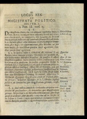 Locus XIX. De Magistratu Politico