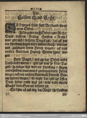 Dat Holsten Land-Recht