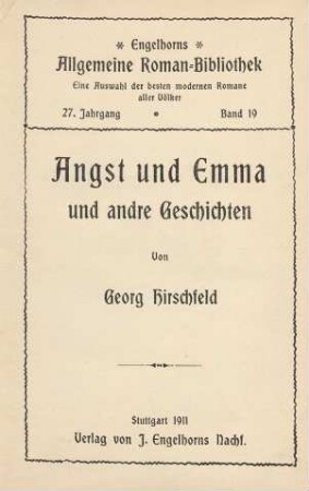 Angst und Emma und andre Geschichten