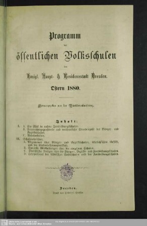 1880: Programm der öffentlichen Volksschulen der Königl. Haupt- & Residenzstadt Dresden