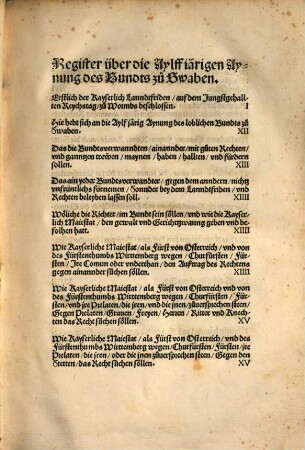 Die Aylfjärig Aynung des loblichen Bündts zu Swaben