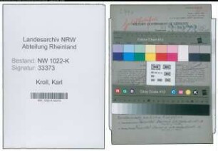 Entnazifizierung Karl Kroll , geb. 01.08.1902 (Schichtleiter)