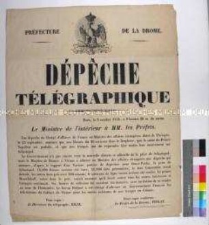 Telegraphische Nachricht über den Angriff auf Sewastopol durch die französischen Truppen
