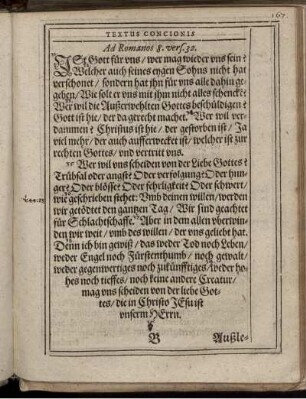 Textus Concionis Ad Romanos 8. vers. 32. / Eingang