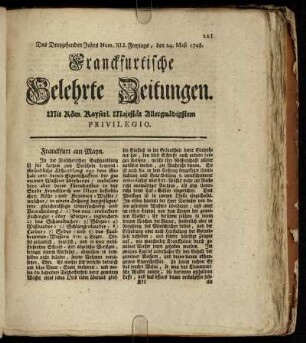 Num. XLI. Freytags, den 24. Maji 1748 - Num. L. Dienstags, den 25. Jun. 1748