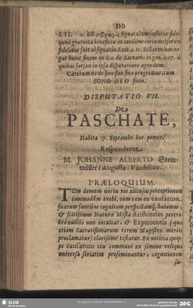 Disputatio VII. De Paschate