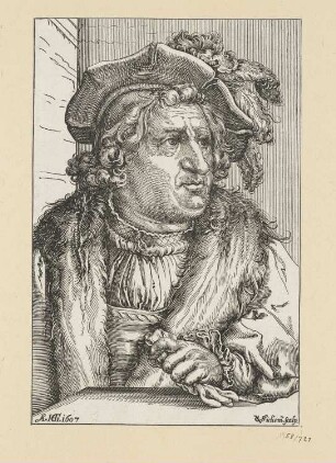 Bildnis Mann mit Federhut