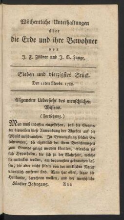 Sieben und vierzigstes Stück