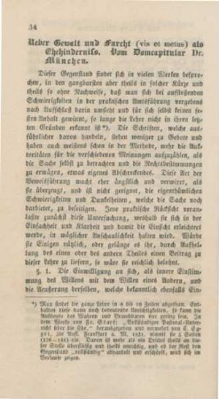 34-88 Ueber Gewalt und Furcht (vis et metus) als Ehehinderniß