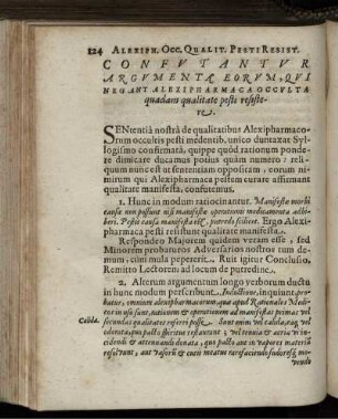 Confutantur Argumenta Eorum, Qui Negant Alexipharmaca Occulta quadam qualitate pesti resistere