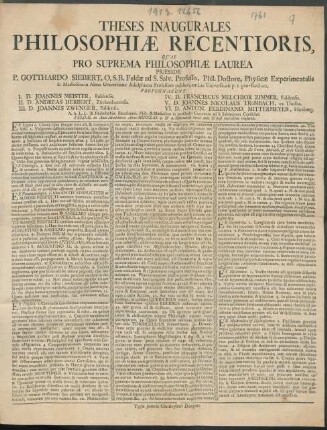 Theses Inaugurales Philosophiæ Recentioris