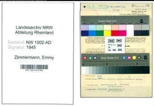 Entnazifizierung Emmy Zimmermann, geb. 11.11.1903 (Korrespodentin)