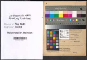Entnazifizierung Heinrich Helpensteller , geb. 15.09.1900 (Postschaffner)