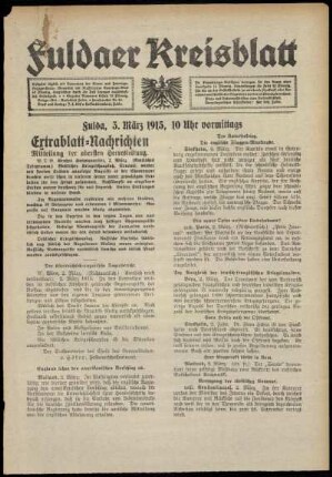 Erste Ausgabe vom Mittwoch, den 03. März 1915.