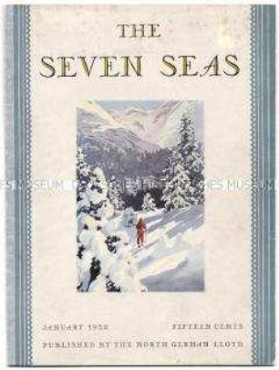 Monatszeitschrift des Norddeutschen Lloyd "The Seven Seas" u.a. mit einem Interview mit Winston Churchill und mit Porträtfotos von Transatlantik-Passagieren
