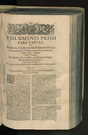Voluminis Primi Pars Tertia. [...] Membrum I.