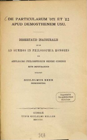 De particularum OTI et Ōs apud Demosthenem usu