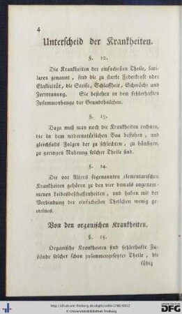 Unterscheid der Krankheiten.