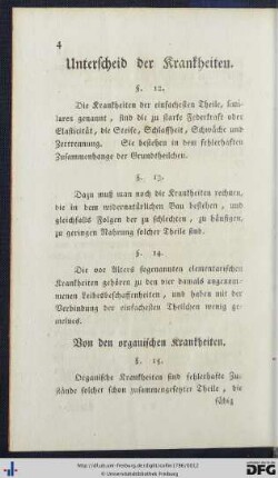 Unterscheid der Krankheiten.