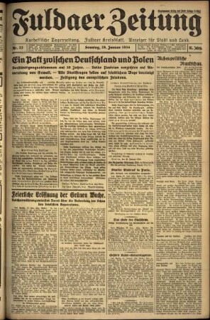 Erste Ausgabe vom Sonntag, den 28. Januar 1934.