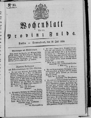 Nr. 30, Ausgabe vom 26. Juli 1834
