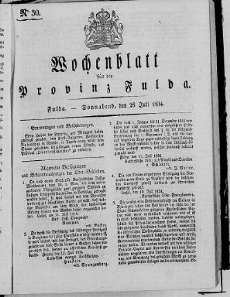 Nr. 30, Ausgabe vom 26. Juli 1834