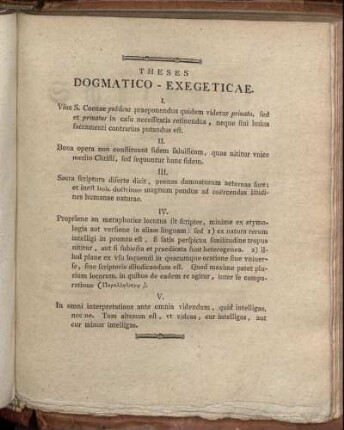 Theses Dogmatico - Exegeticae.
