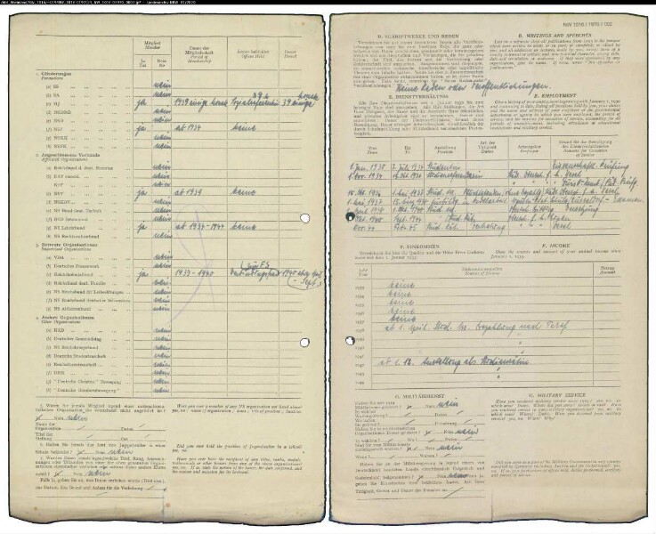Entnazifizierung Maria Ten Hoevel , geb. 10.06.1908 (Studienraetin)