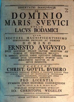 Diss. inaug. de dominio maris Suevici, vulgo lacus Bodamici