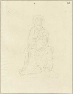 Maria mit Jesuskind, nach einem Fresko in Sant'Agostino in San Gimignano, von Ramboux unter einer Kalktünche entdeckt