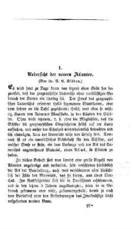 Uebersicht der neuern Atlanten