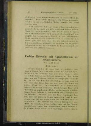 Farbige Retouche mit Aquarellfarben auf Eiweissbildern