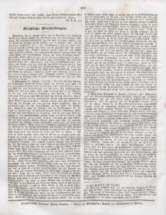 476 Kirchliche Mittheilungen