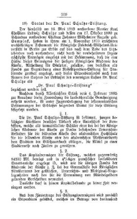 Statut der Dr. Paul Schultze-Stiftung : [II. Universitäten, Akademien etc.]