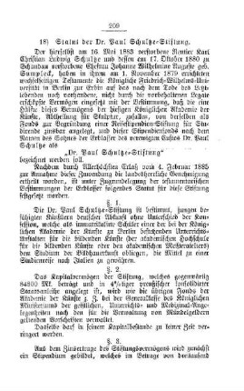 Statut der Dr. Paul Schultze-Stiftung : [II. Universitäten, Akademien etc.]