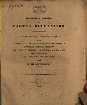 Sententia Levreti de partus mechanismo : Diss. inaug.