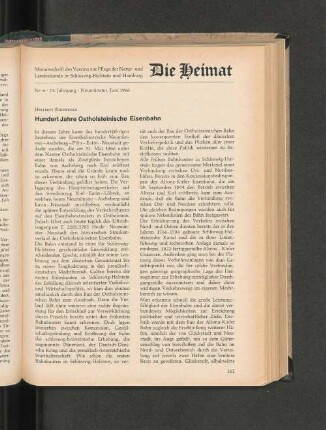 Hundert Jahre Ostholsteinische Eisenbahn.