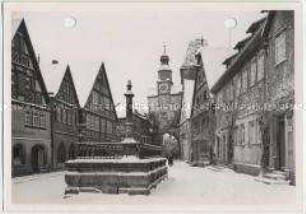 Winterlandschaft, Rothenburg ob der Tauber, Markusturm, Röderbogen