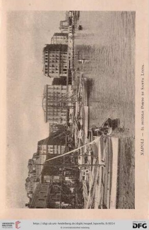 Napoli – Il piccolo Porto di Santa Lucia. – Le petit Port de Sainte Lucie. – The little Port of S. Lucia. – Der kleine Hafen von S. Lucia.