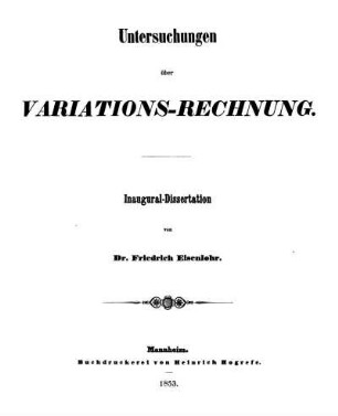 Untersuchungen über Variations-Rechnung : Inaugural-Dissertation