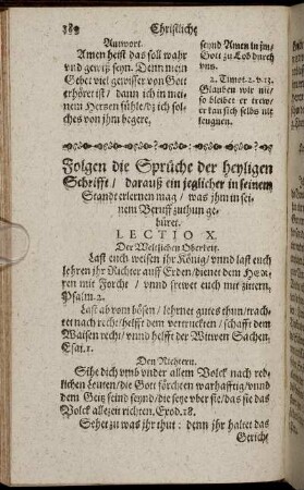 Folgen die Sprüche der heyligen Schrifft / darauß ein jeglicher in seinem Standt erlenen mag / was ihm in seinem Stadt erlernen mag / was ihm in seinem Beruff zuthun gebüret.