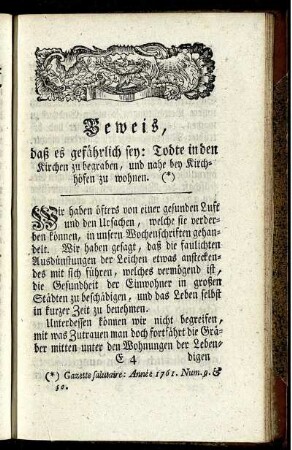Beweis, daß es gefährlich sey ...